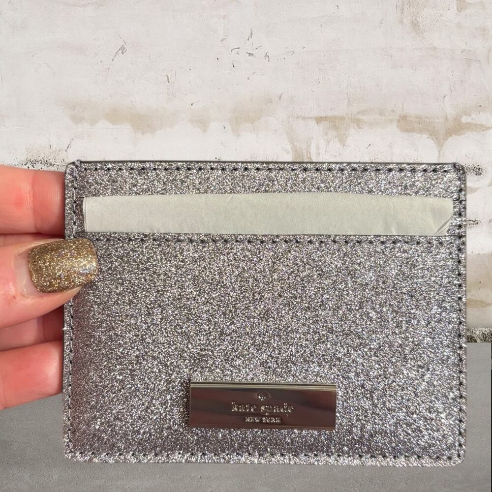 NWT: Kate Spade Silver Glitter Card Holder